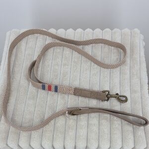Beige Dog Leash with Red & Blue Accent